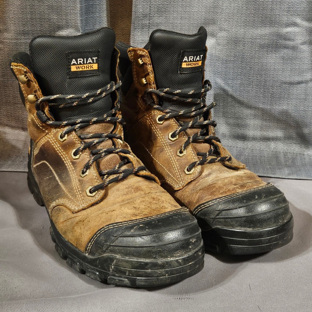 Ariat Work Mens 11D Steel Toe Leather Boots Brown Black 10034671 EH SR